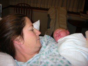 <i>The missus and Julia, moments after she was born.</i>